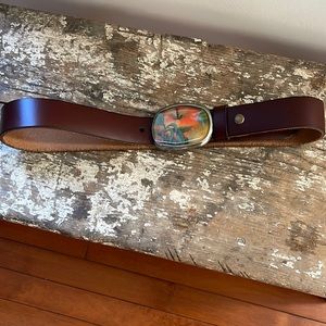 Leather belt handmade buckle